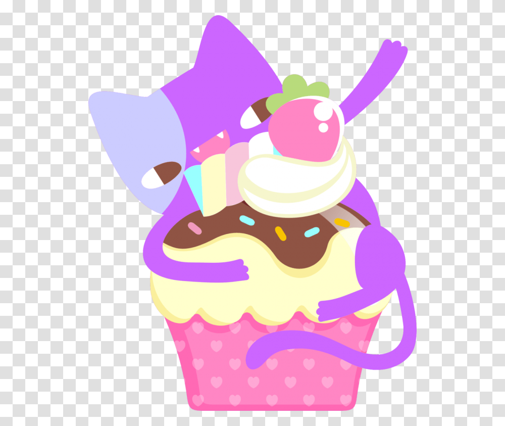 Cat Loves Cupcake Kawaii Cat Cupcake Cat, Cream, Dessert, Food, Creme Transparent Png