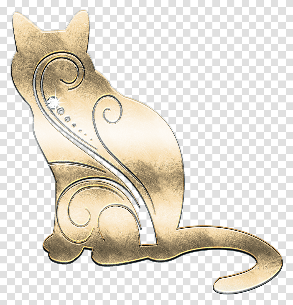 Cat Metal Gold Free Picture Gold Cat, Animal, Pet, Mammal, Egyptian Cat Transparent Png