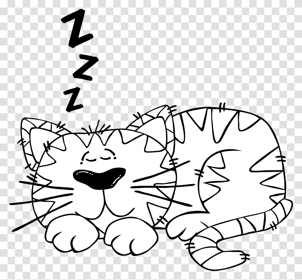 Cat Napping Clipart Black And White, Reptile, Animal, Crocodile, Alligator Transparent Png