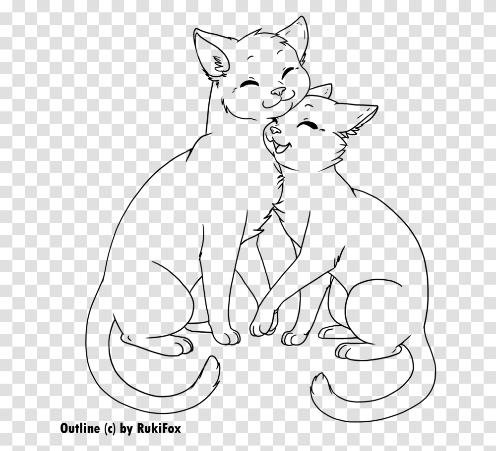 Cat Outline Cat And Kitten Drawing, Gray, World Of Warcraft Transparent Png