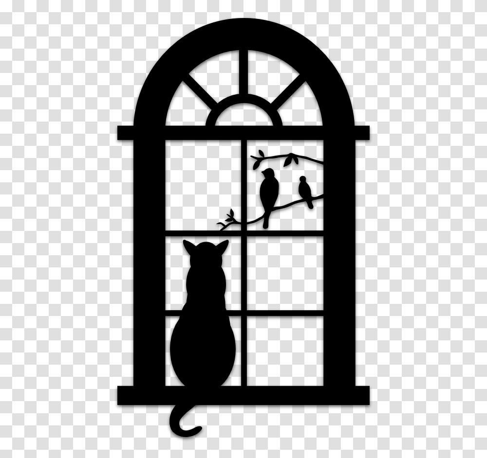Cat Outline Cat In Window Silhouette, Gray, World Of Warcraft Transparent Png