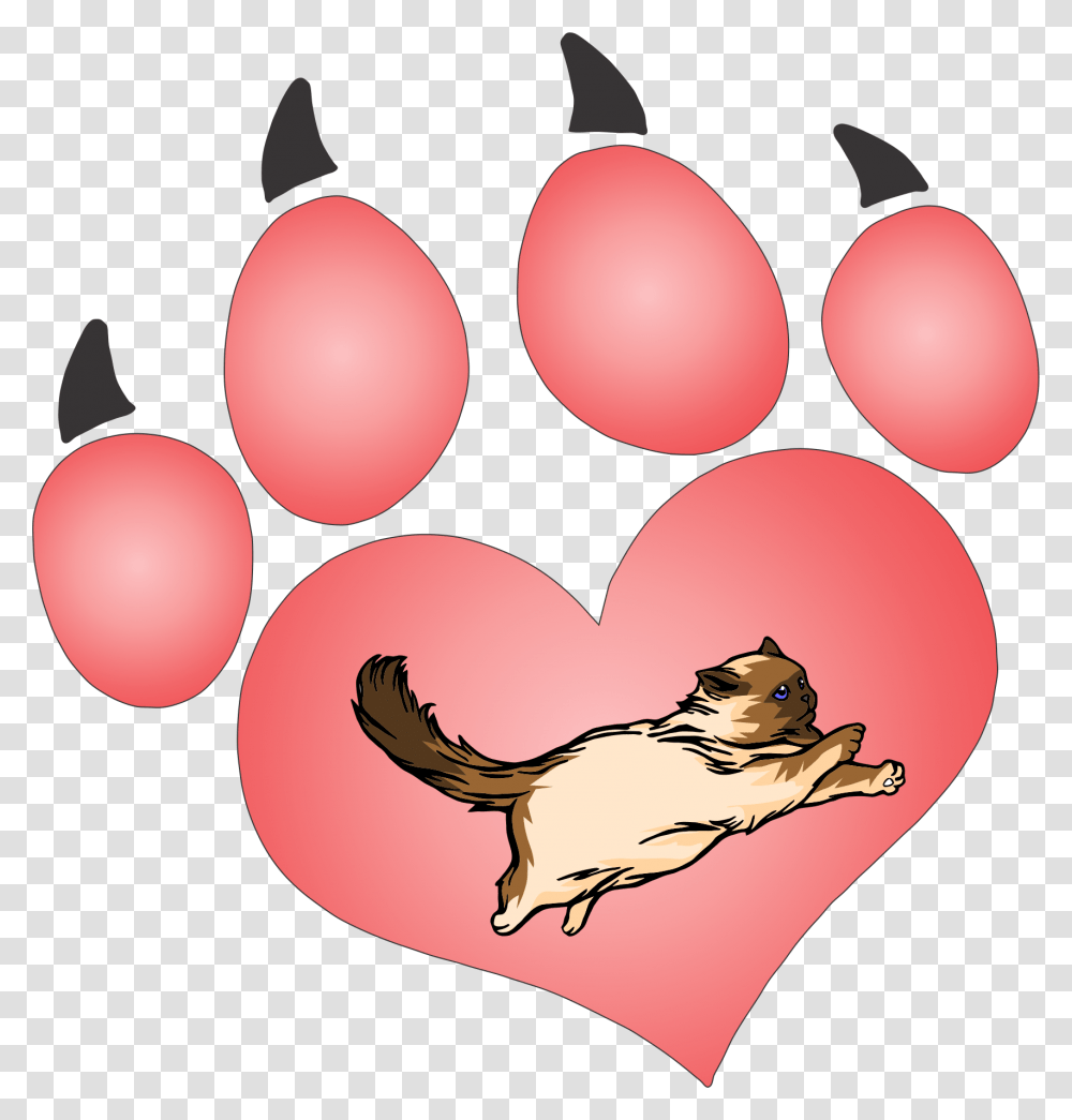 Cat Paw 79 Decal Background Heart Paw, Balloon, Bird, Animal Transparent Png