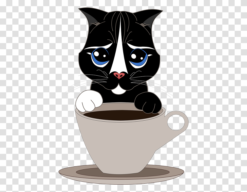 Cat Pet Cup Coffee Tea Kitten Tender Puppy Cafe Gato, Pot, Boiling Transparent Png