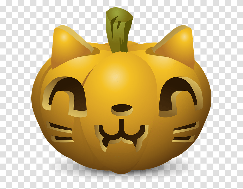 Cat Pumpkin Carving, Vegetable, Plant, Food, Halloween Transparent Png