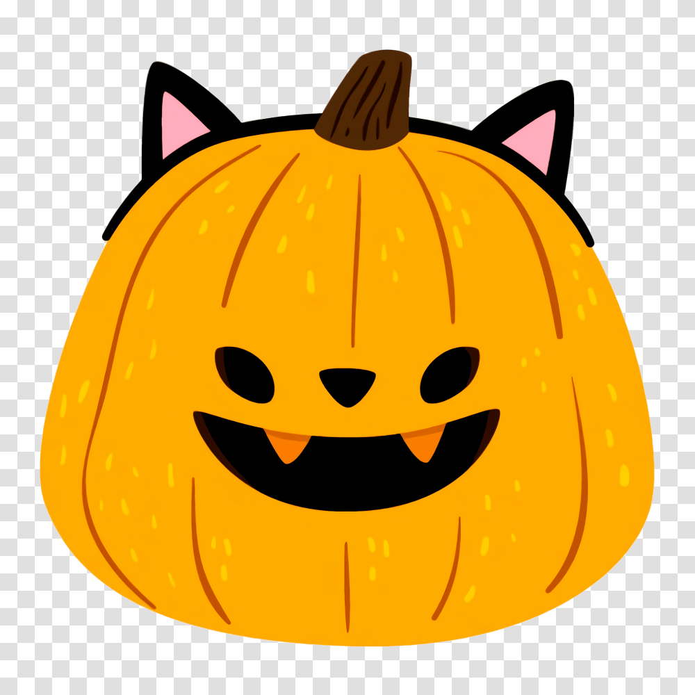 Cat Pumpkin Clipart Free Download Creazilla Cute Halloween Pumpkin Drawing, Vegetable, Plant, Food Transparent Png
