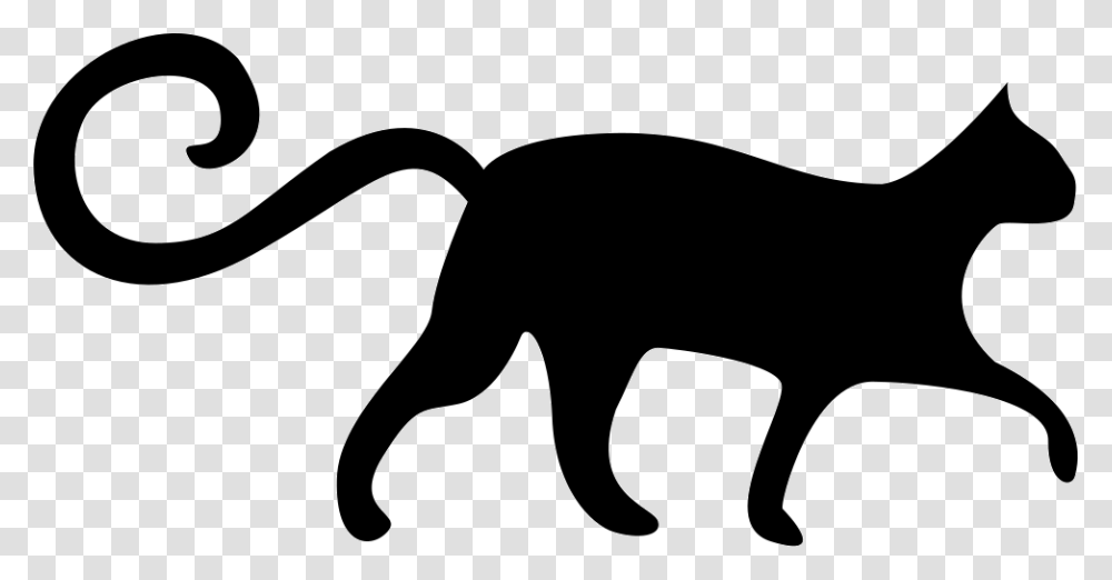 Cat Silhouette With Spiral Tail, Mammal, Animal, Wildlife, Stencil Transparent Png