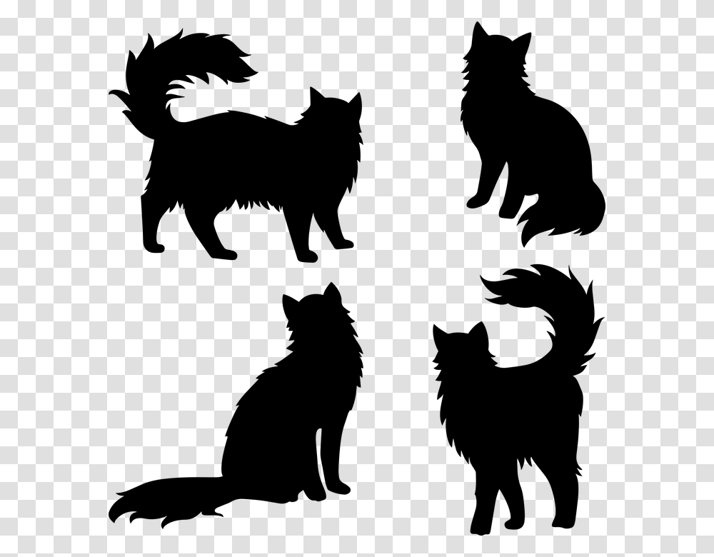 Cat Silhouettes Furry Cat Tail Cute Domestic Cat, Gray, World Of Warcraft Transparent Png