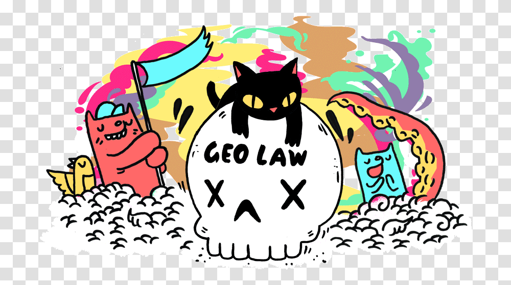 Cat Skull Sticker By Geo Law Cat Skull Gif, Parade, Doodle Transparent Png