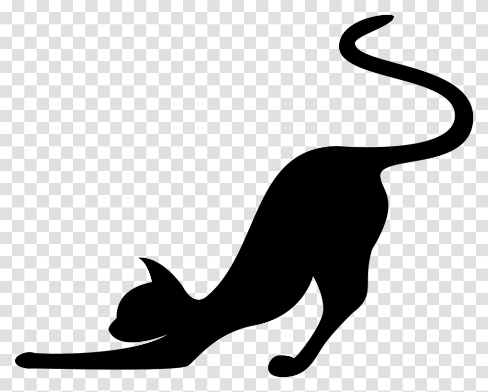 Cat Stretching Silhouette Icon Free Download, Stencil, Mammal, Animal, Antelope Transparent Png
