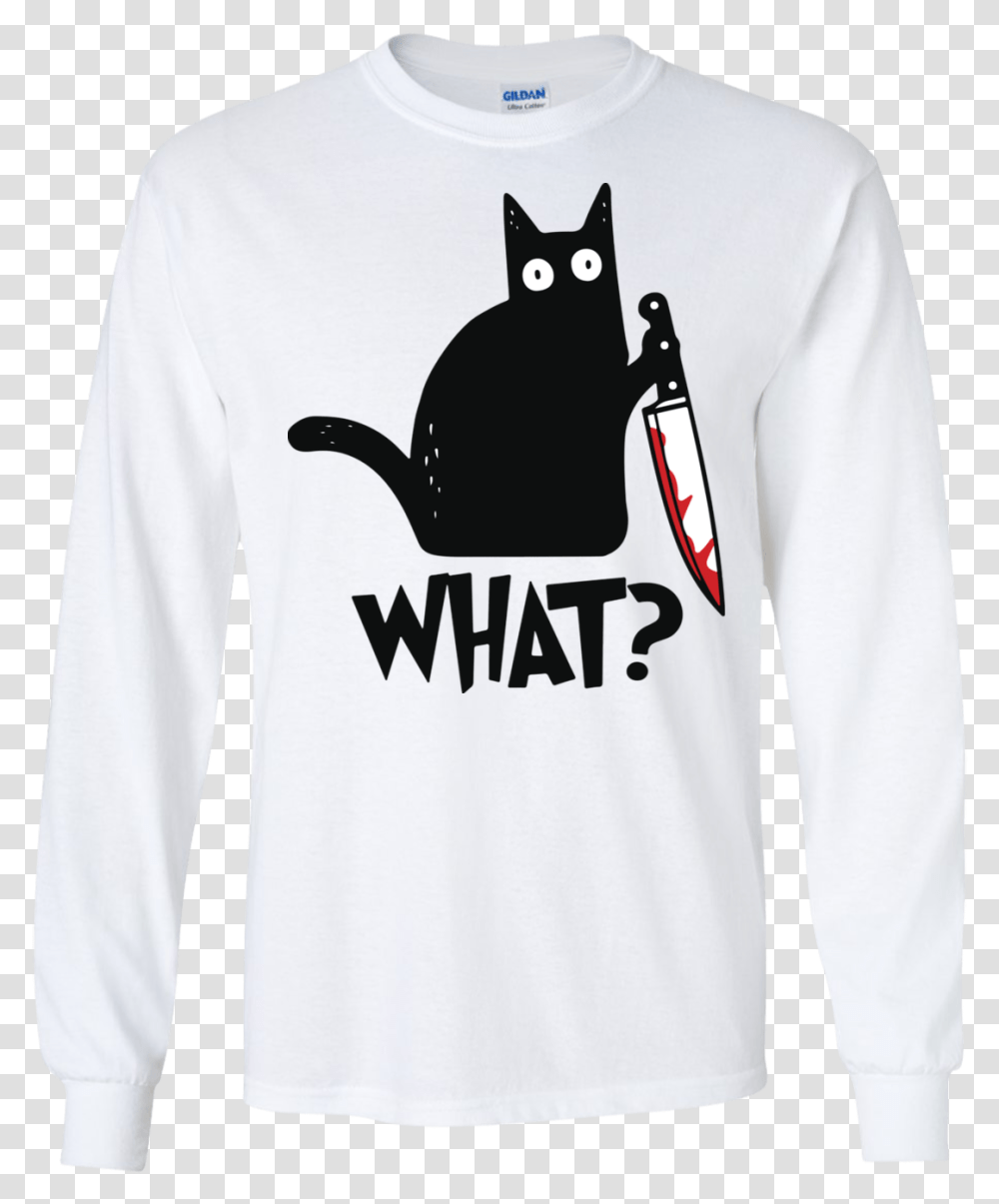 Cat T Shirt Knife, Sleeve, Apparel, Long Sleeve Transparent Png