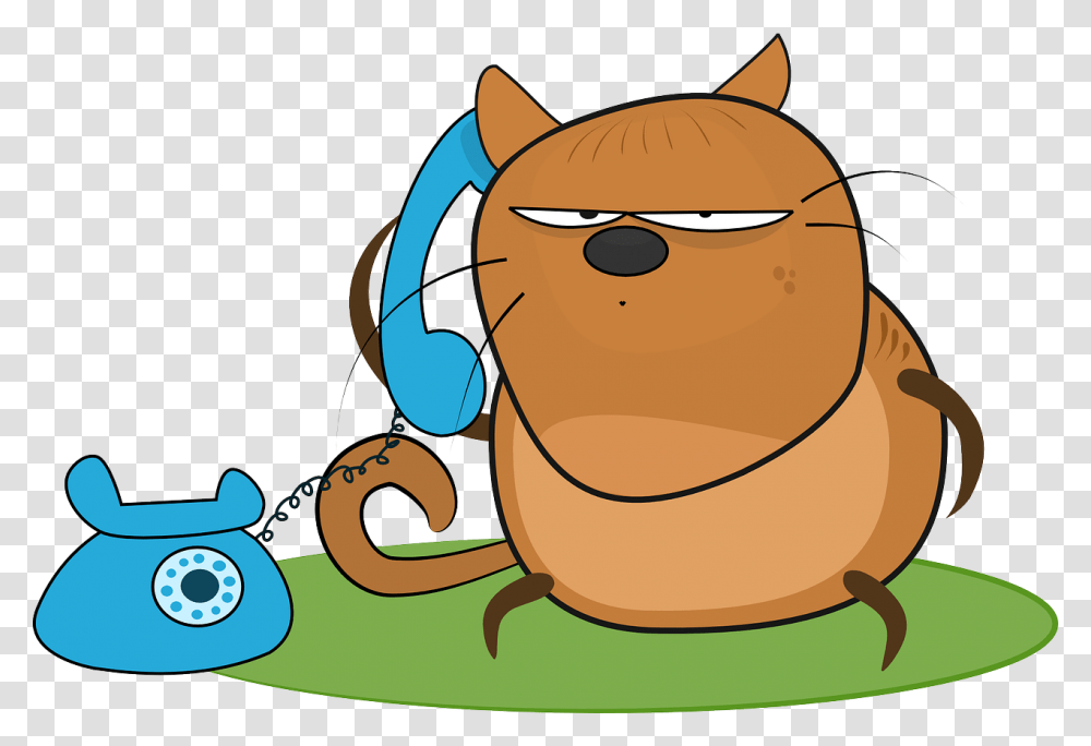 Cat Talking In Phone Clip Art Vector Clip Art, Label, Text, Animal, Clothing Transparent Png