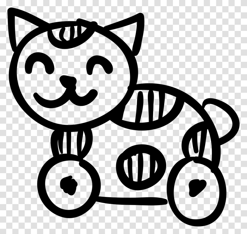 Cat Toy With Wheels, Stencil, Lawn Mower, Doodle, Drawing Transparent Png