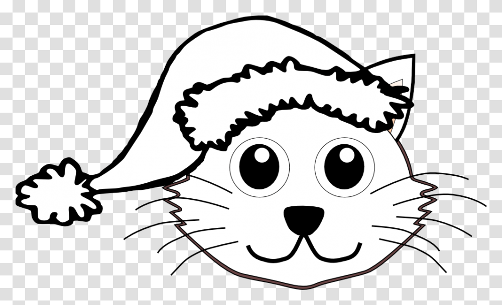 Cat With A Hat Clipart Black And White, Stencil, Label Transparent Png