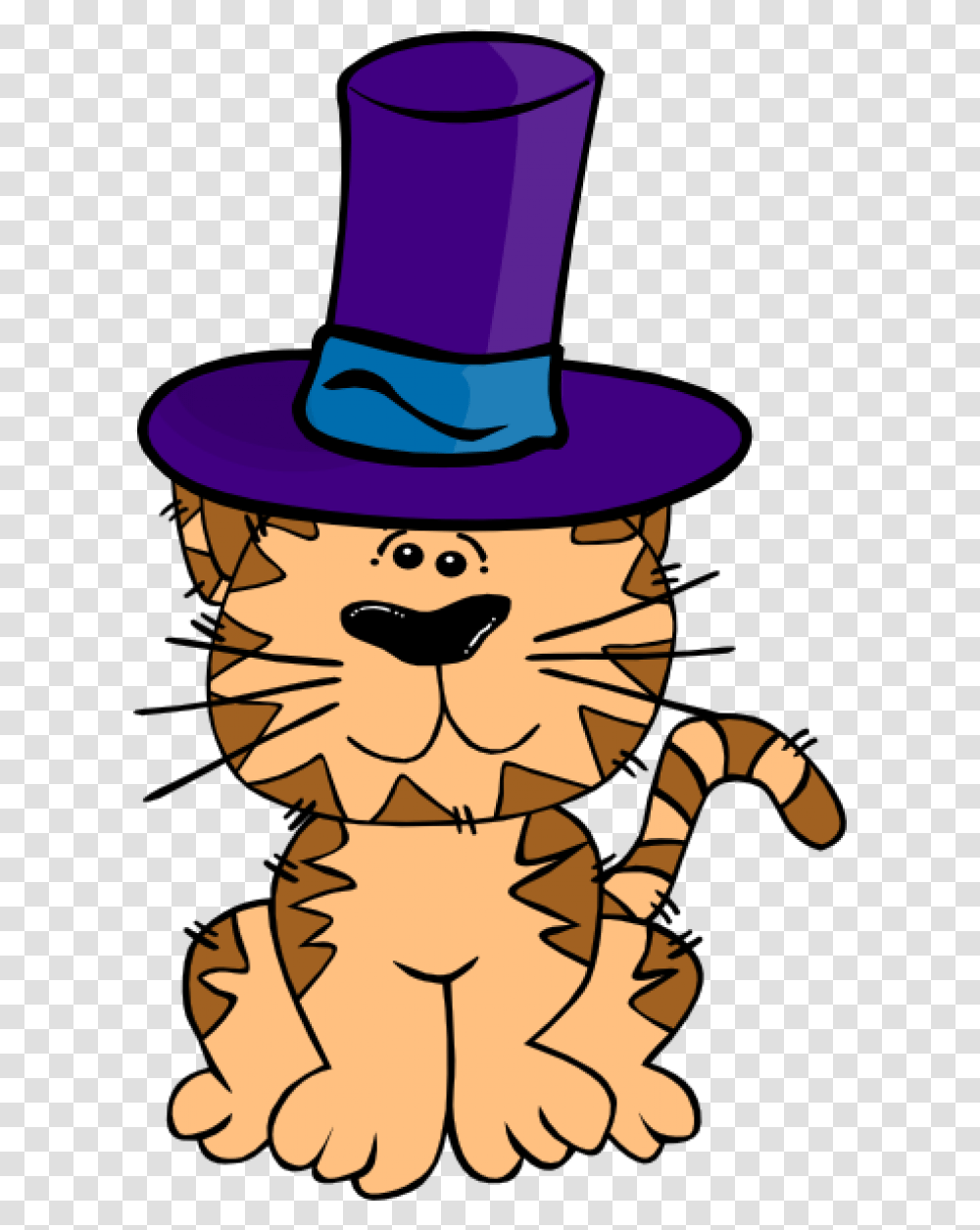 Cat With A Hat Clipart Cat In A Hat Cartoon, Apparel, Sun Hat, Cowboy Hat Transparent Png