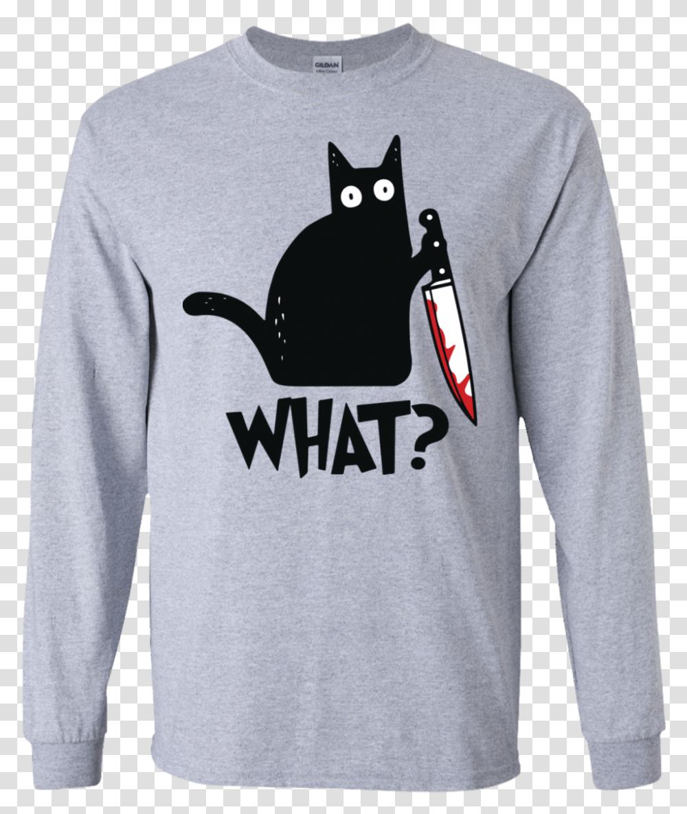 Cat With Knife Shirt, Sleeve, Long Sleeve, Sweatshirt Transparent Png