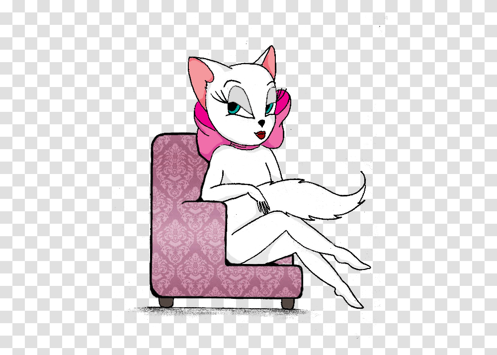 Cat Yawns, Sitting, Drawing, Chair Transparent Png