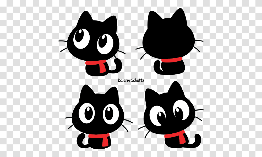 Catblack Catcartoonsmall To Medium Sized Catsblackfacial Chibi Winter Black Cat, Hand, Alphabet, Crowd Transparent Png