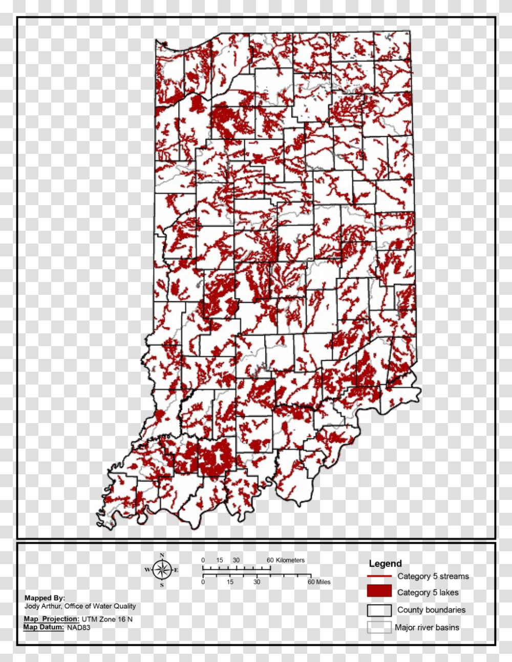 Category 5 Impaired Streams And Lakes In Indiana Water Quality In Indiana, Plot, Map, Diagram, Atlas Transparent Png