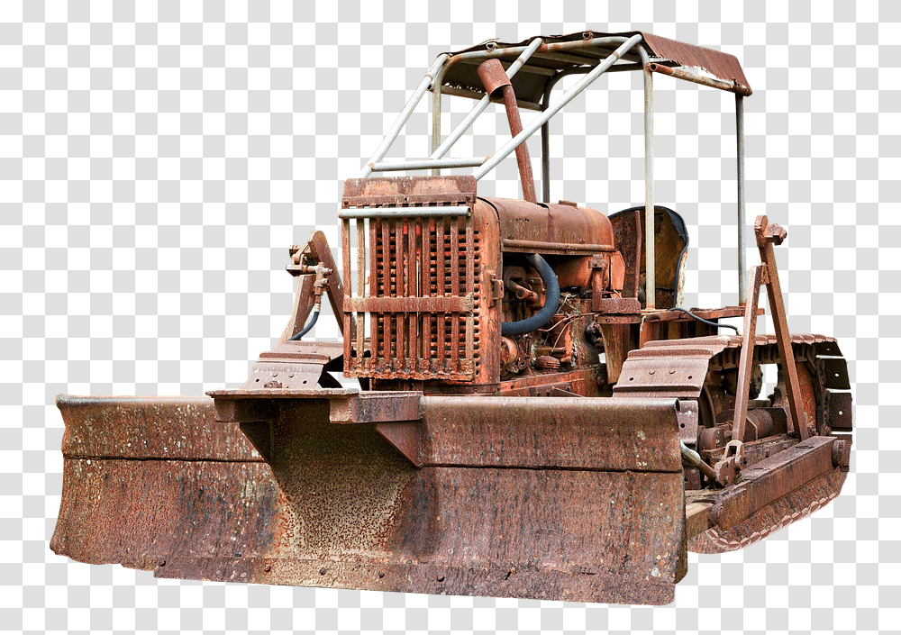 Caterpillar Chains Bulldozer Old Weathered Rusty Old Machine, Tractor, Vehicle, Transportation, Engine Transparent Png