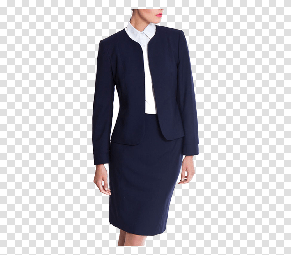 Catherine Navy Blue Skirt Suit By Nooshin Main Women Suit Hong Kong, Overcoat, Tuxedo, Blazer Transparent Png