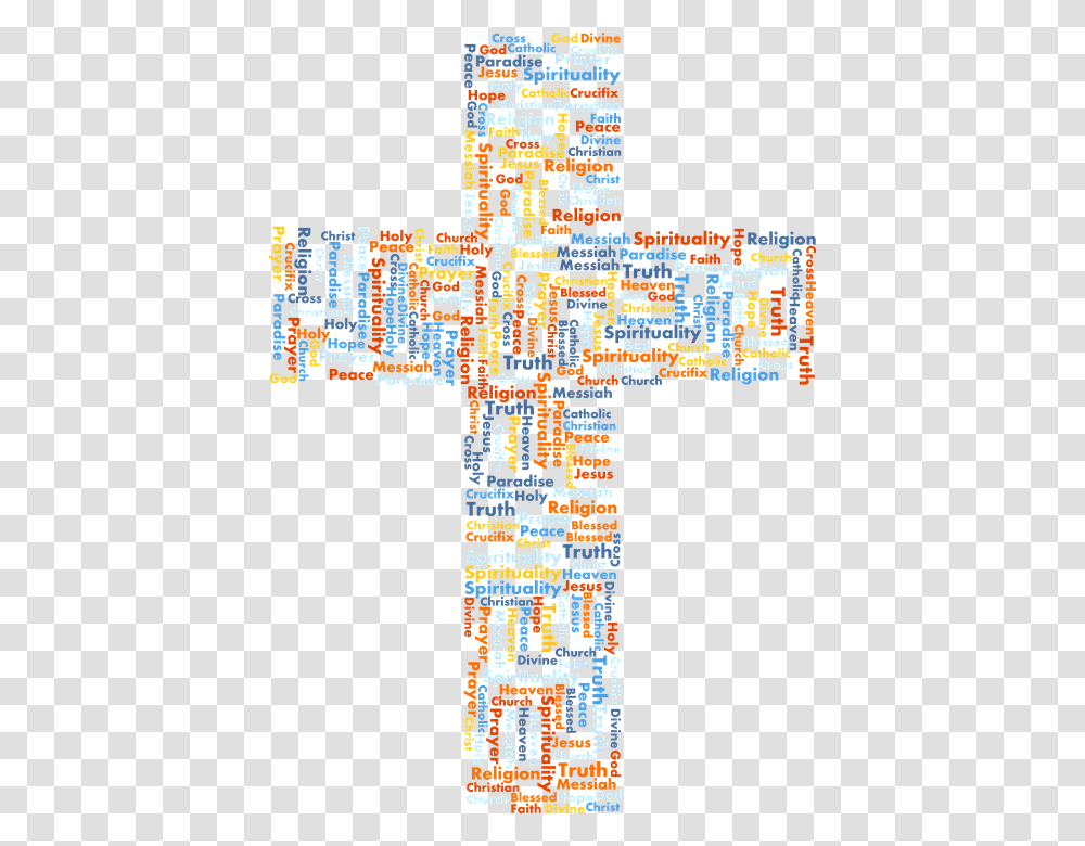 Catholic Christ Christian Cross Full Of Words, Alphabet, Urban Transparent Png