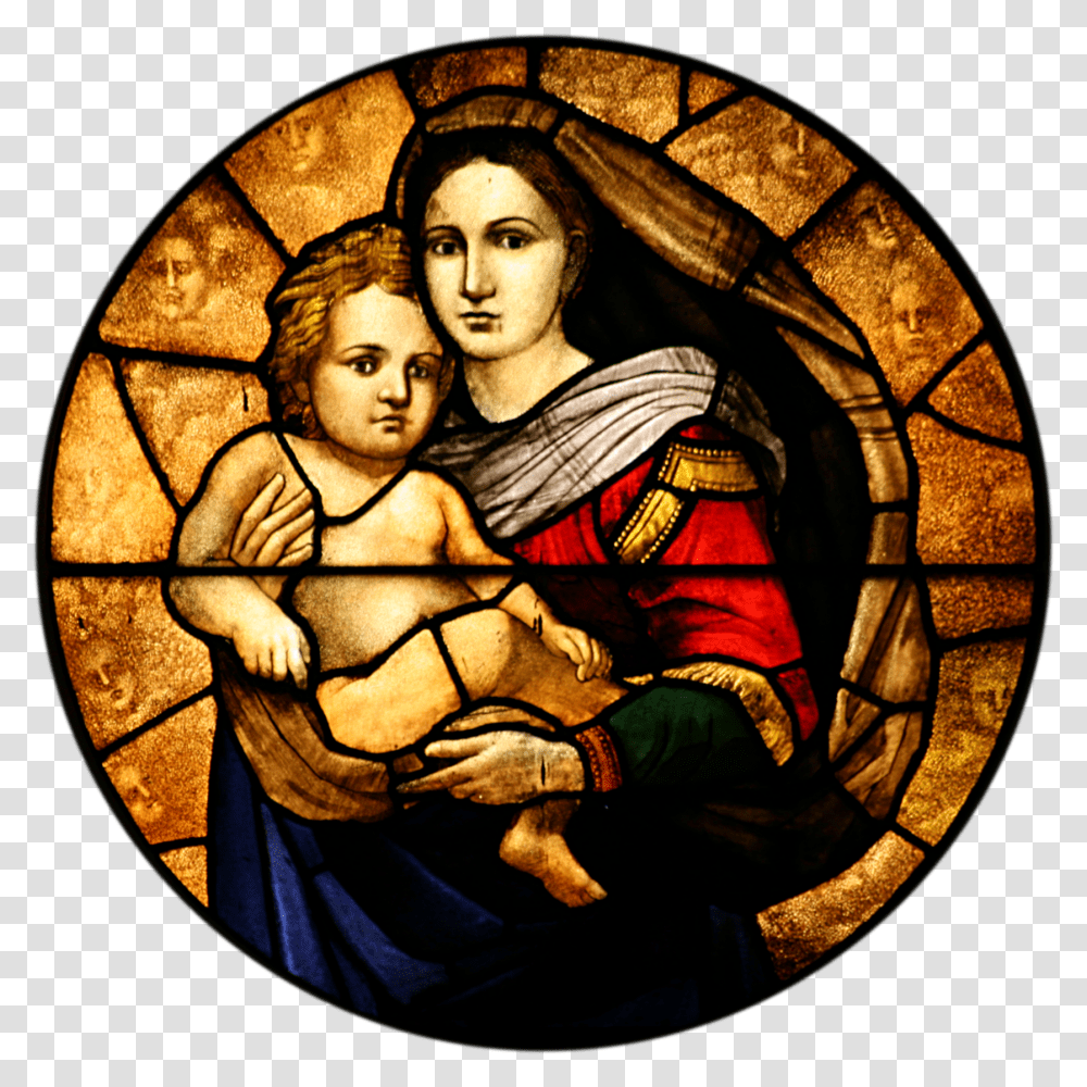 Catholic Stained Glass Window Free Download Anglican Mary Stained Glass, Person, Human, Painting Transparent Png