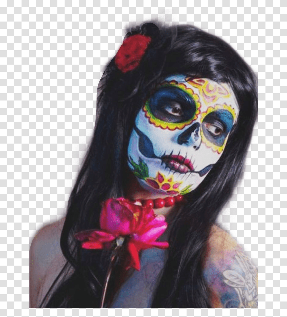 Catrina Art, Face, Person, Tattoo, Crowd Transparent Png