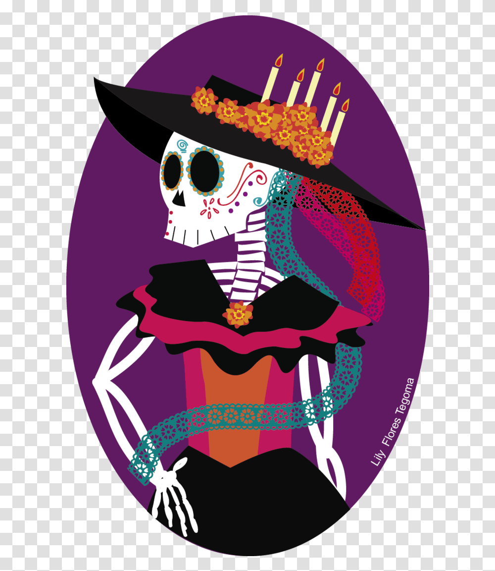 Catrina Ilustracion 4 Image La Calavera Catrina, Label, Text, Poster, Advertisement Transparent Png