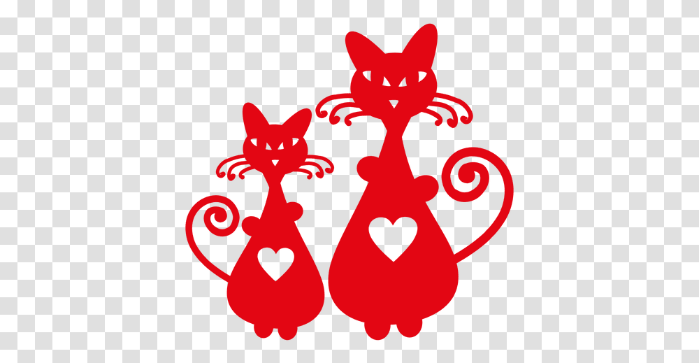 Cats Silhouette With Heart & Svg Vector File Valentine Border Design, Stencil, Symbol, Hook, Cupid Transparent Png