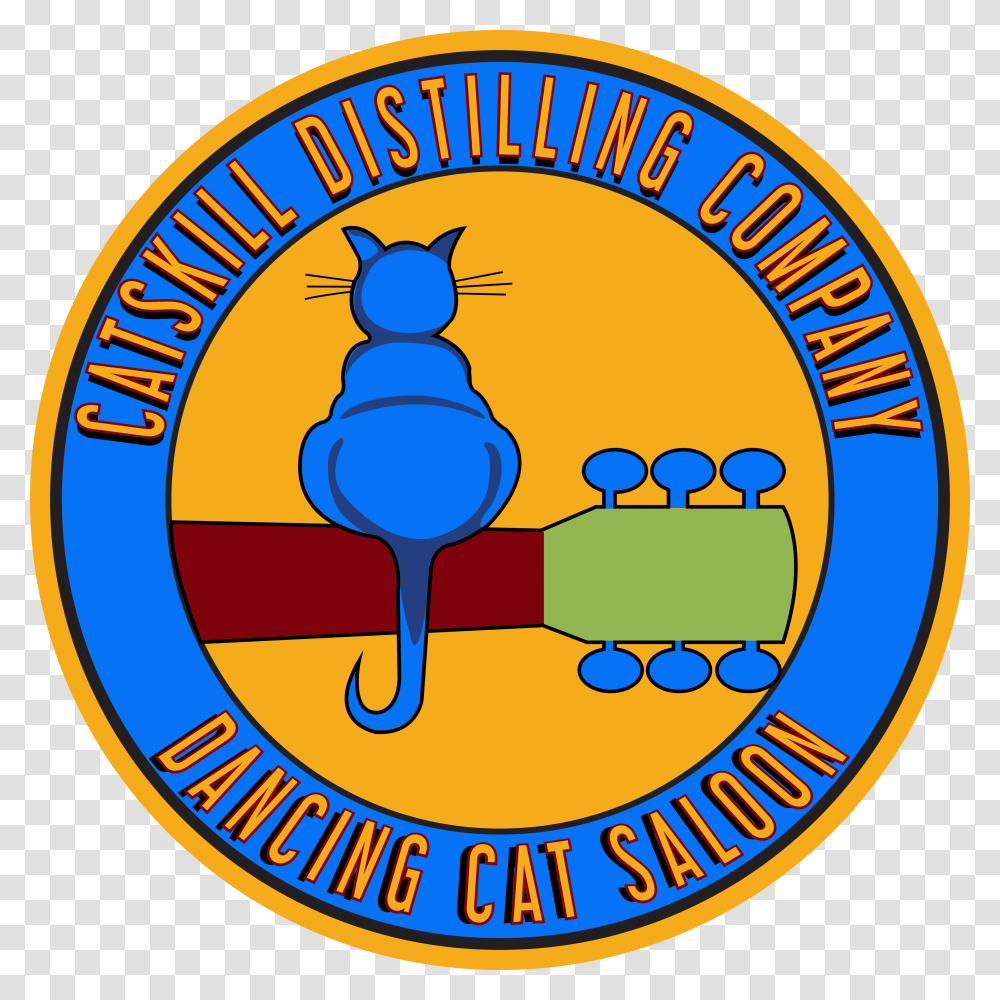 Catskill Distilling Company Dancing Cat Saloon, Logo, Trademark, Badge Transparent Png