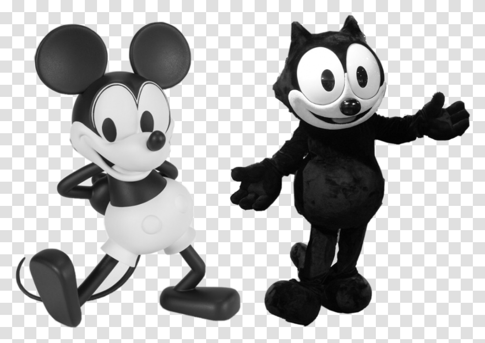 Catsofpicsart Mickey Mouse Amp Felix The Cat 1890s1900s1910s1920s 1920 Mickey Mouse, Toy, Person, Mascot, Stencil Transparent Png