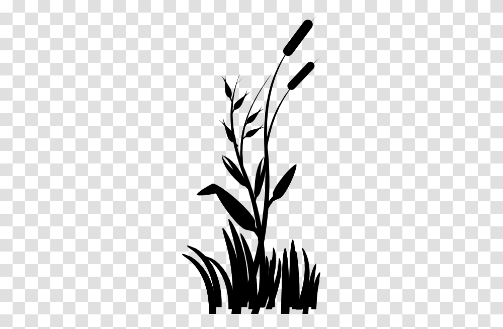 Cattail Large Clip Art, Stencil, Silhouette, Plant, Flower Transparent Png