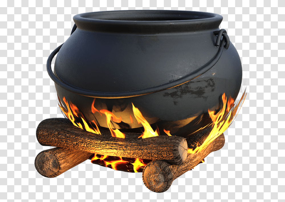 Cauldron Wood Fire Free Image On Pixabay Chaudron Sur Un Feu, Flame, Bonfire, Helmet, Clothing Transparent Png