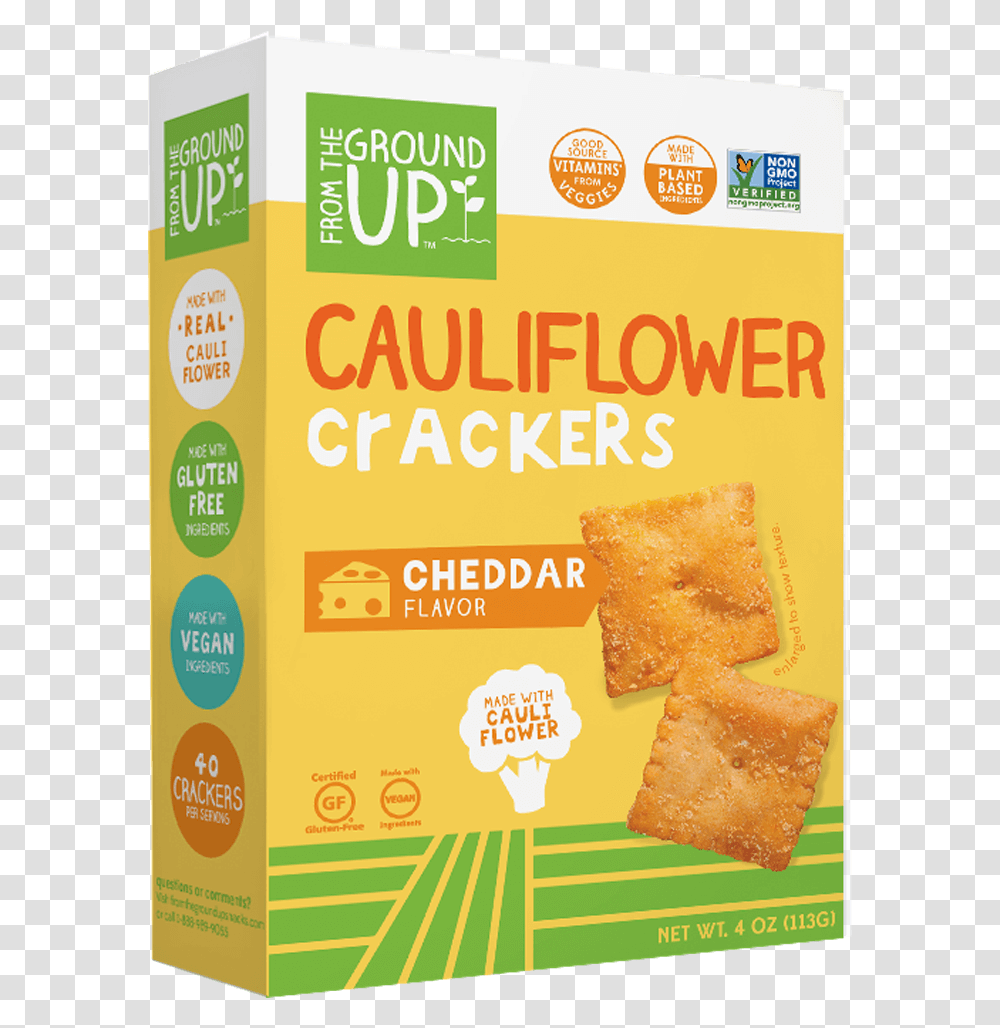 Cauliflower Crackers Cheddar Cauliflower Crackers From The Ground Up, Bread, Food, Sweets, Confectionery Transparent Png