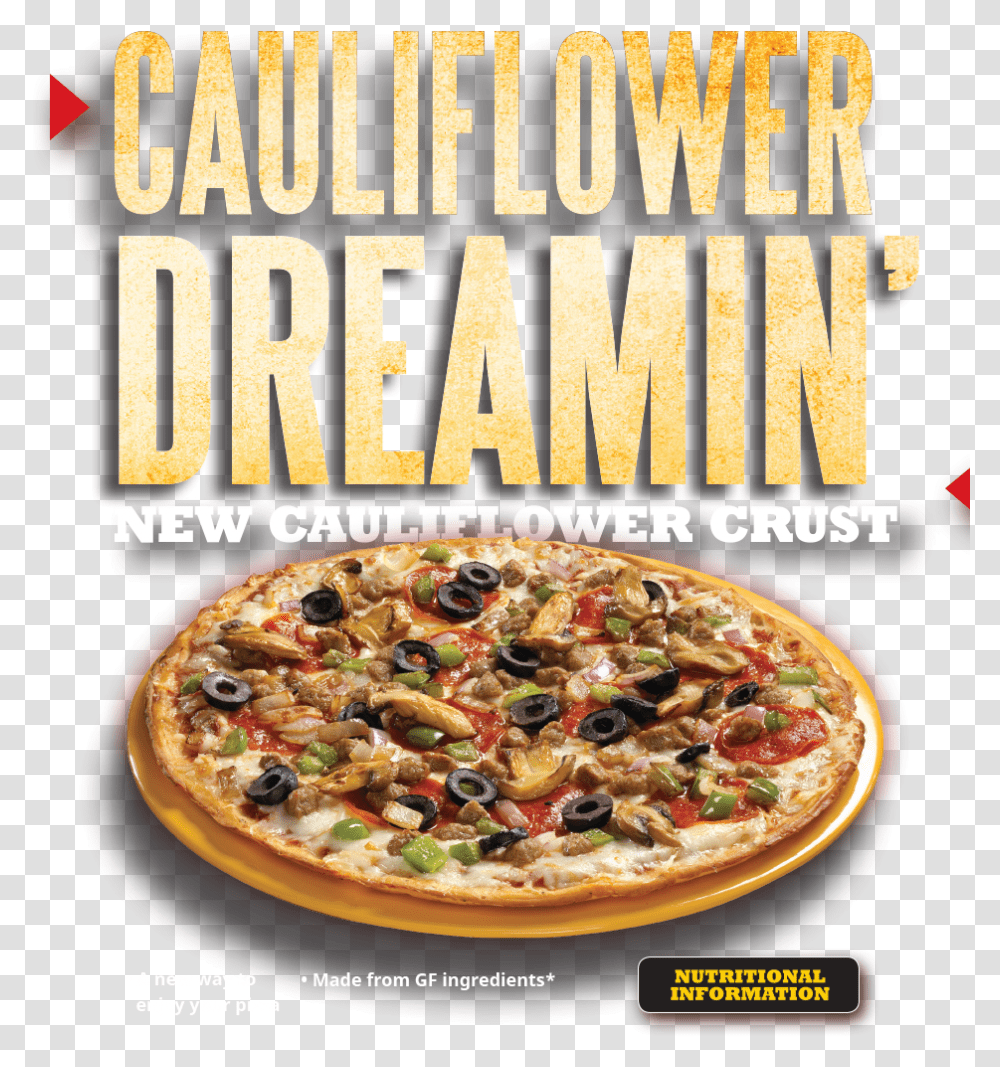 Cauliflower Dreamin Mazzio's Cauliflower Pizza, Food, Poster, Advertisement, Flyer Transparent Png