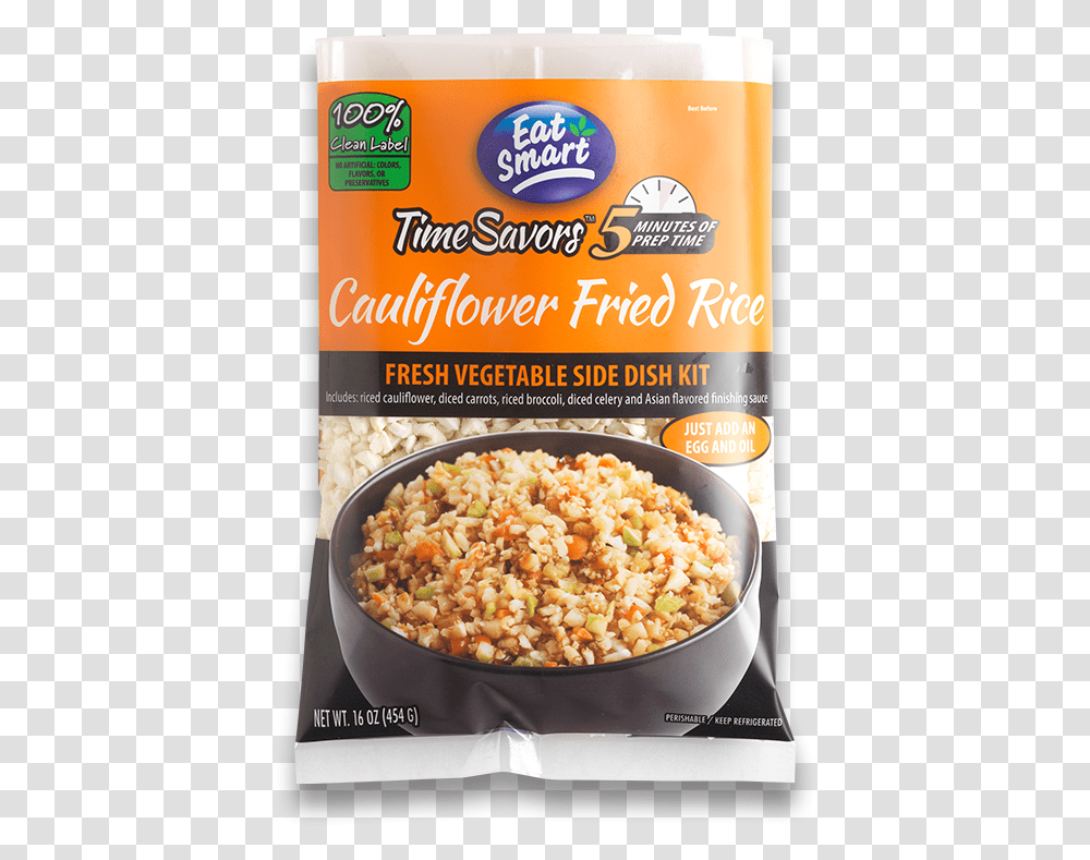 Cauliflower Fried Rice Timesavors Eat Smart Cauliflower Rice, Plant, Food, Vegetable, Menu Transparent Png