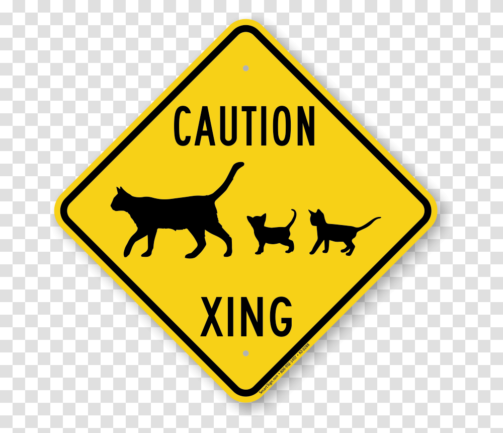 Caution Cat With Kittens Xing Sign Top Quality Sku, Road Sign, Dog, Pet Transparent Png