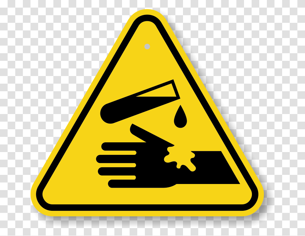 Caution Clipart Corrosive Chemical Hazard Symbol, Road Sign Transparent Png