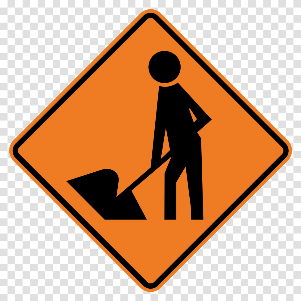 Caution Clipart Road Work Sign Road Signs Meanings Orange, Symbol, Person, Human, Pedestrian Transparent Png