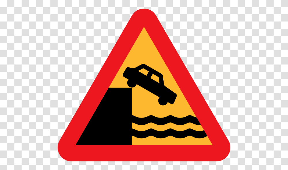 Caution Dont Drive Over A Cliff Into The Ocean Clip Art, Road Sign, Triangle Transparent Png