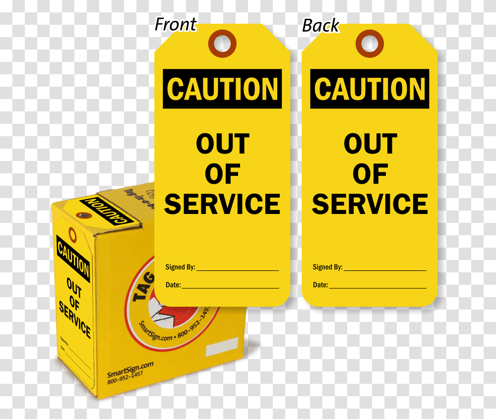 Caution Out Of Service Lock Out Tag In A Box Out Of Service Tagging, Sign, Gold Transparent Png