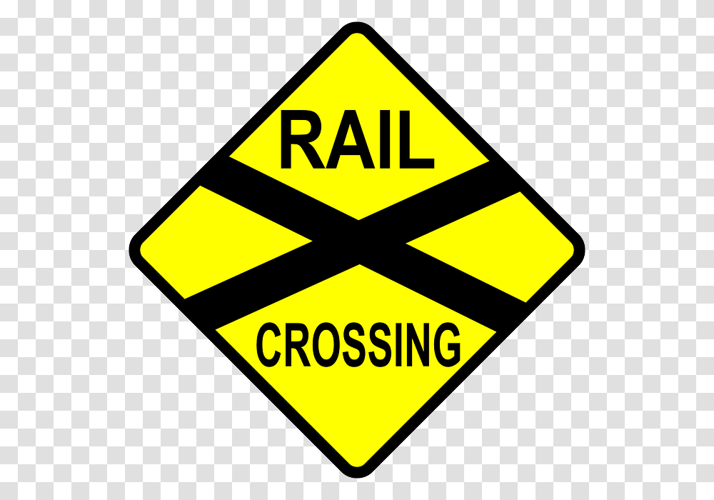 Caution Railroad Crossing Svg Clip Arts Railway Crossing Clipart, Sign, Road Sign Transparent Png