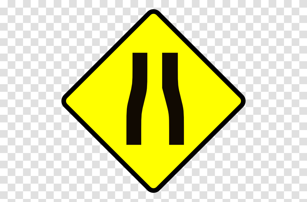 Caution Road Narrows Clip Art Free Vector, Road Sign, Stopsign Transparent Png