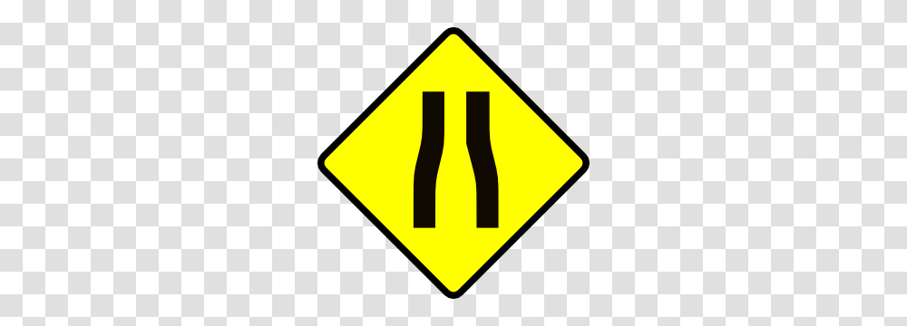 Caution Road Narrows Clip Art, Road Sign, Stopsign Transparent Png