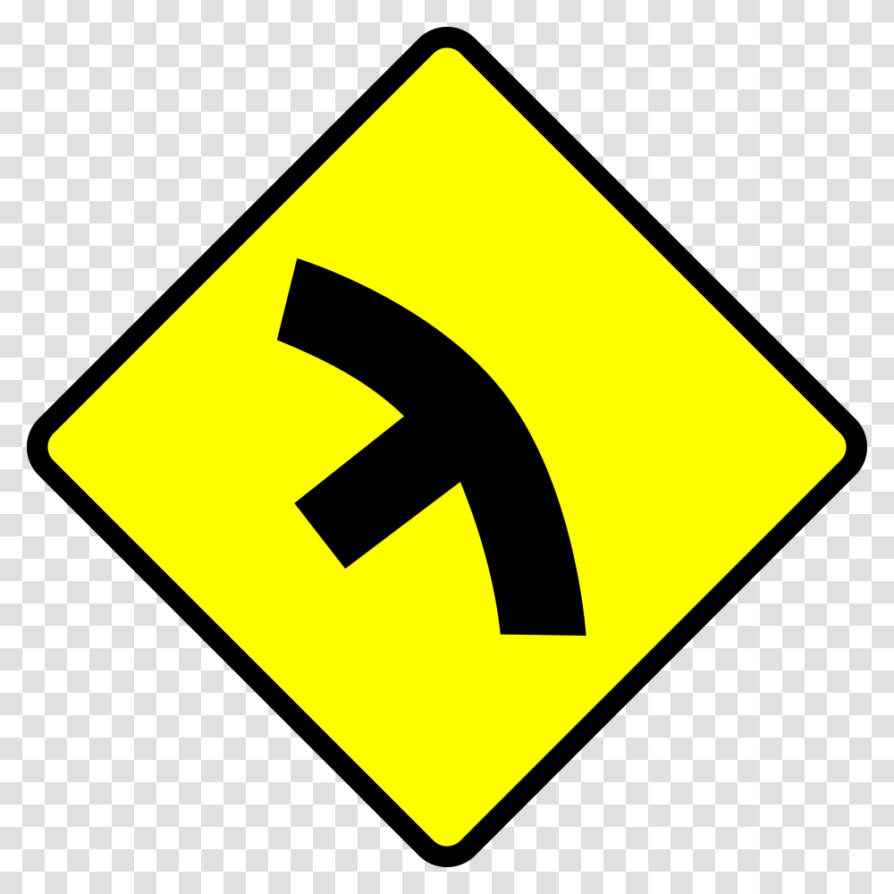 Caution T In Curve Icons, Road Sign Transparent Png