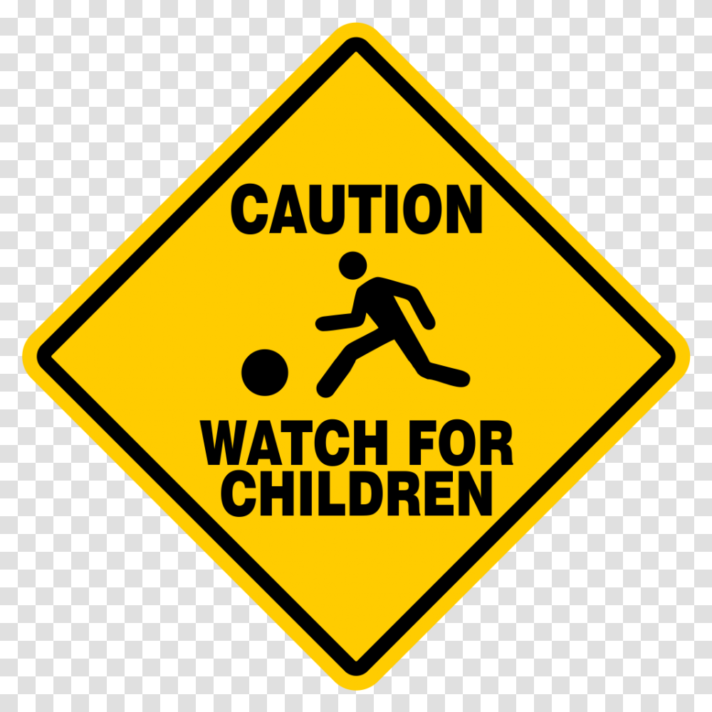 Caution Watch For Children Sign Signs Slow Playing Construction Caution Signs, Road Sign, Symbol Transparent Png