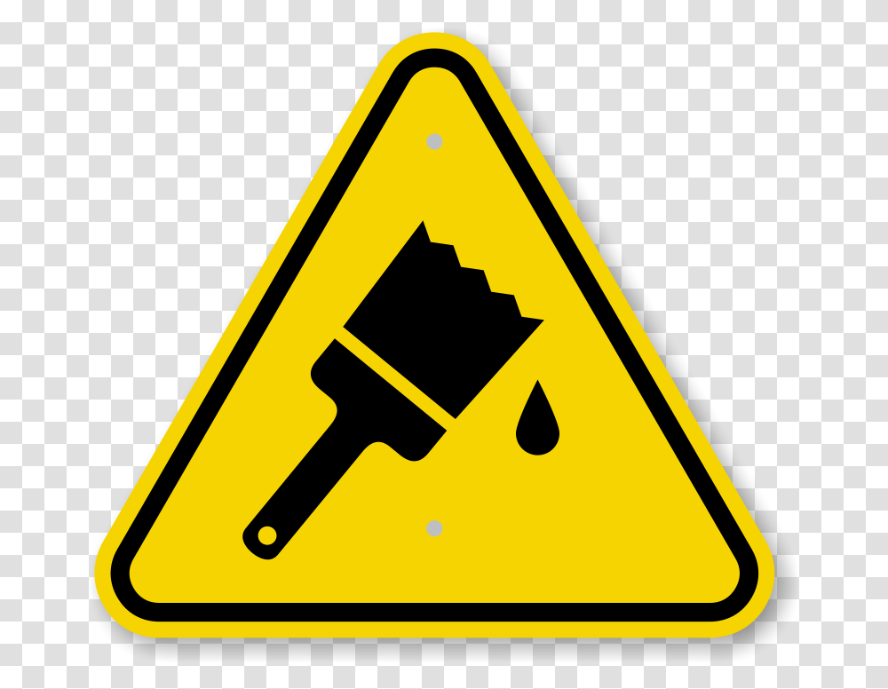 Caution Wet Paint, Road Sign, Triangle Transparent Png