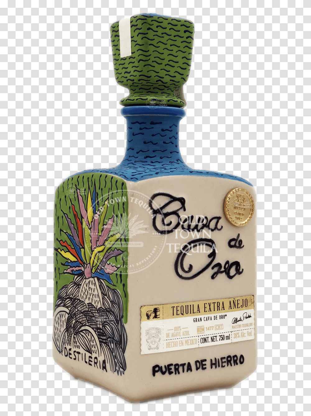 Cava De Oro 2019 Ceramic Edition Extra Anejo Tequila Glass Bottle, Liquor, Alcohol, Beverage, Drink Transparent Png