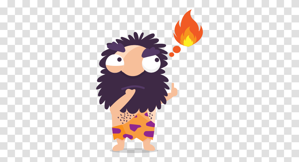 Cave Man Emoticon Emoji Sticker Thinking Fire Free Inventor Cartoon, Face, Smile, Animal, Toy Transparent Png