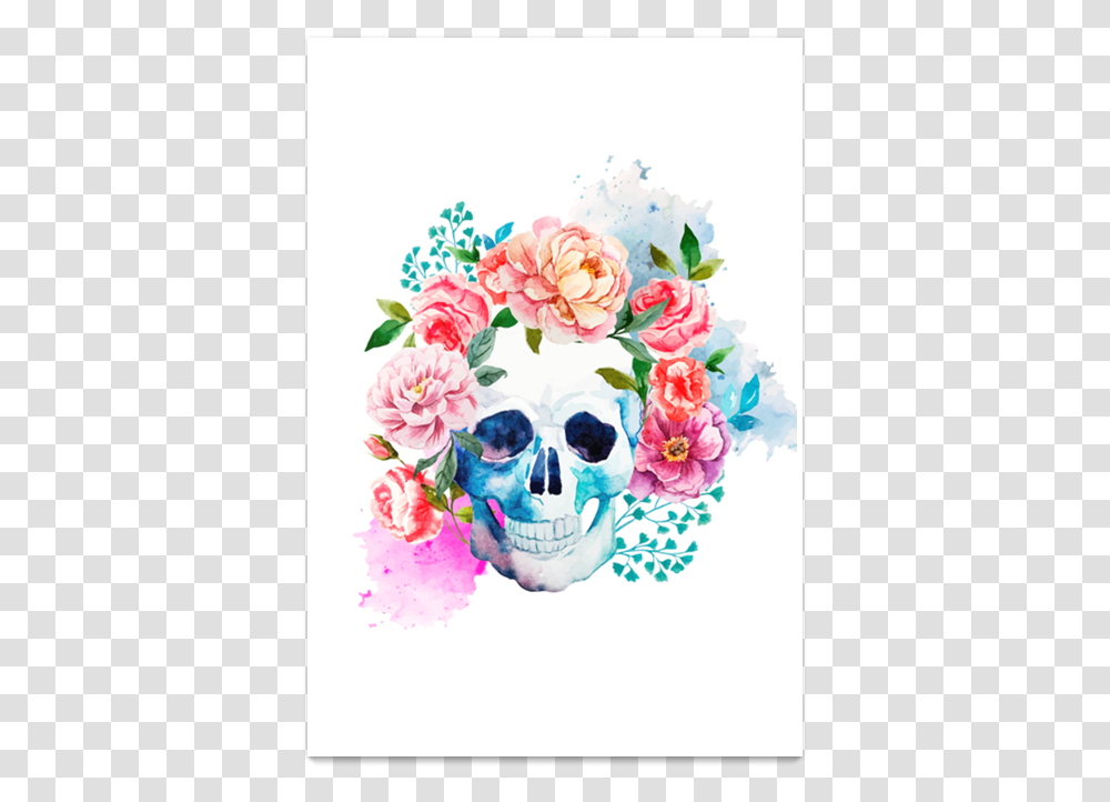 Caveira Com Flor Day Of The Dead Flower Skull, Plant, Blossom Transparent Png